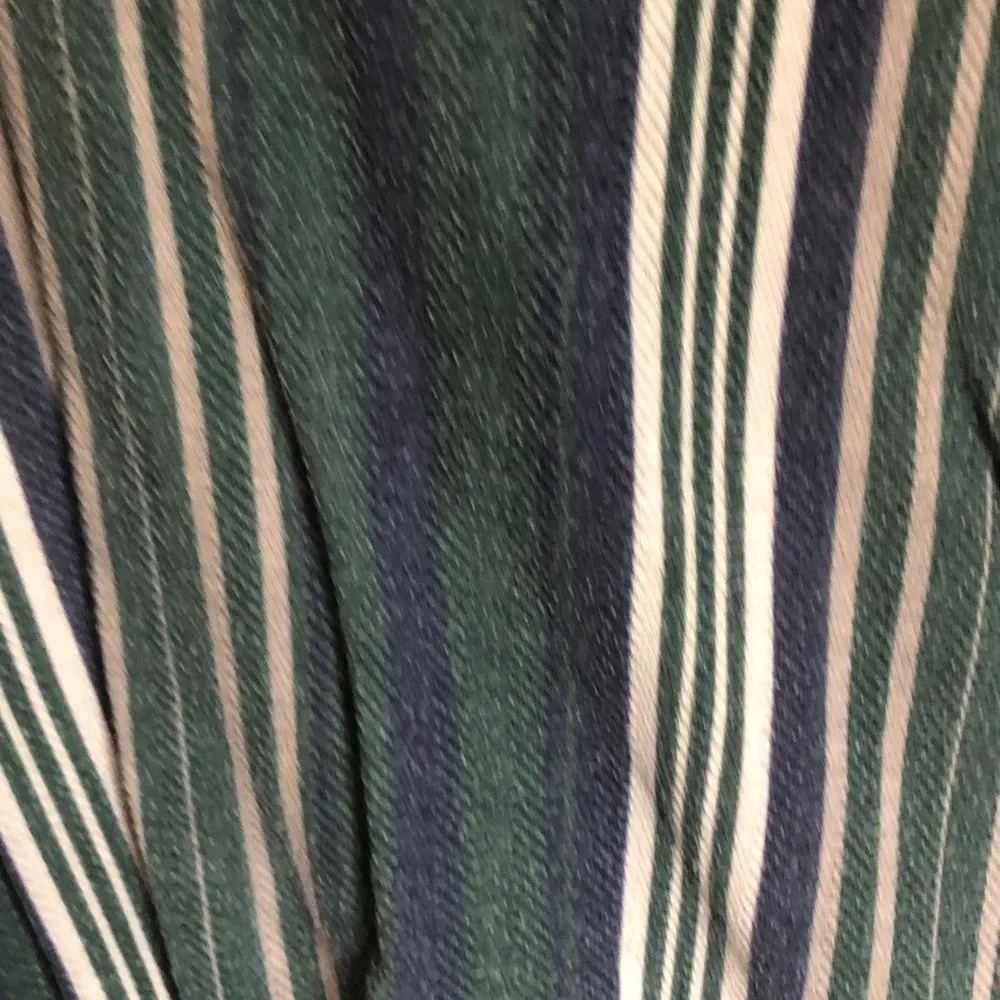 Striped V-Neck Top in Forest Green, Navy & Cream